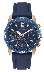 GUESS - GW0211G4 - WATCH FOR GENTS ROSE GOLD WITH IP STAINLESS STEEL - BLUE SILICONE STRAP, Rose Gold, strap