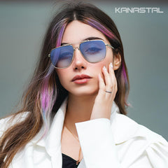 KANASTAL Polarized Sunglasses for Men Women, Large Memory Metal Frame Lightweight Sun Glasses 100% UV400 Protection Shades for Driving