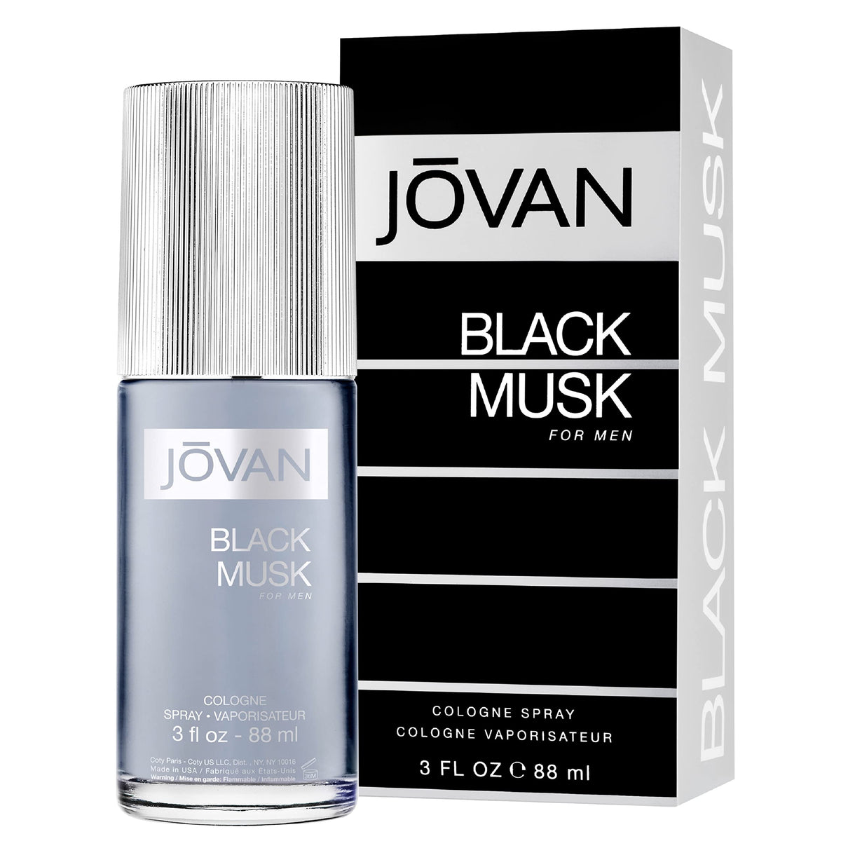 JOVAN Black Musk Eau De Cologne Spray For Men, 88 ml