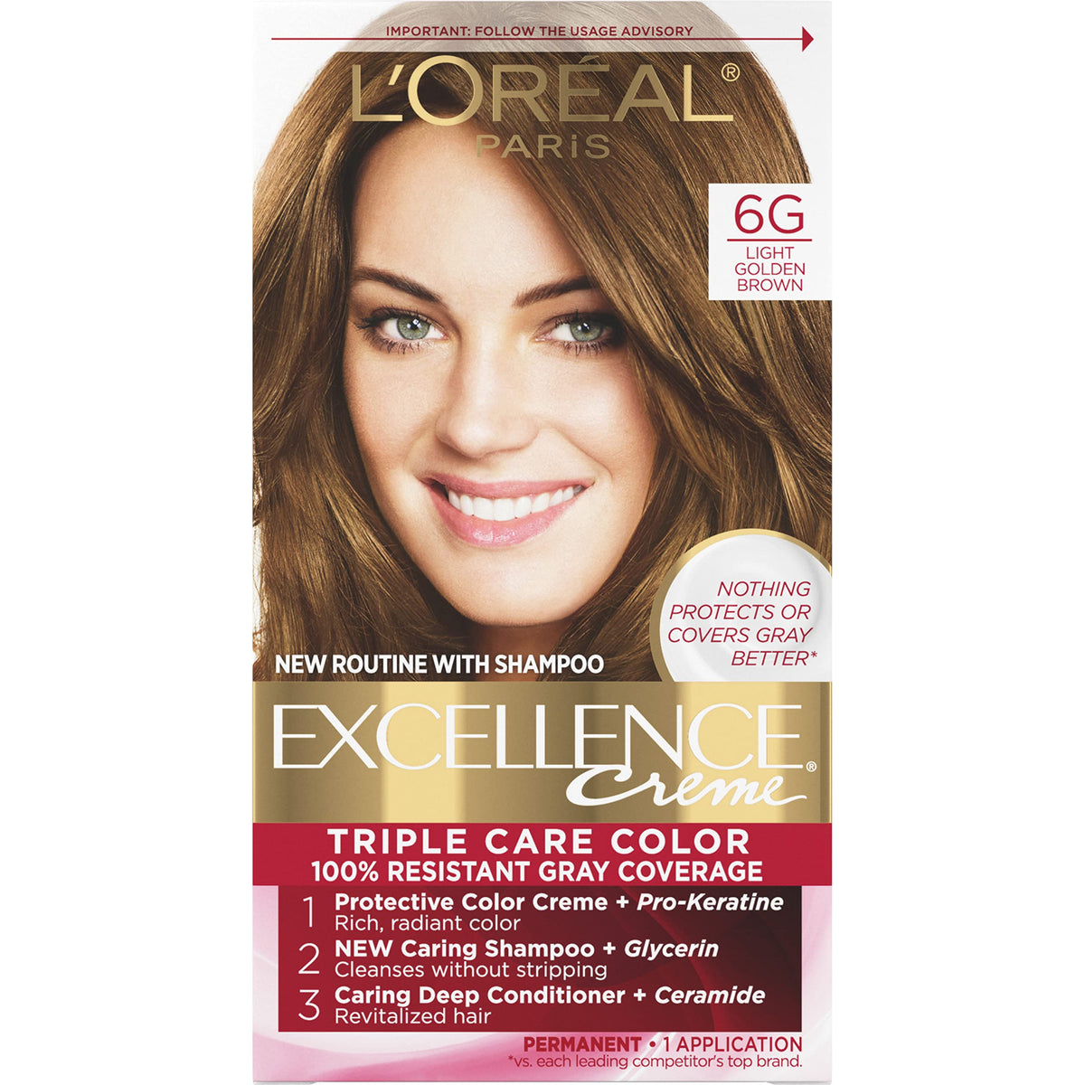 LOreal Excellence Creme Pro Keratine 6G Light Golden Brown Warmer for Unisex - 1 Application