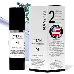 Man Labs Titan Anti Aging Face Serum for Men Reduces Appearance of Fine Lines, Dark Spots & Wrinkles Hydrates Dry and Rough Skin 5% Niacinamide, Vitamin C, Hyaluronic Acid Unscented, 1 Fl Oz