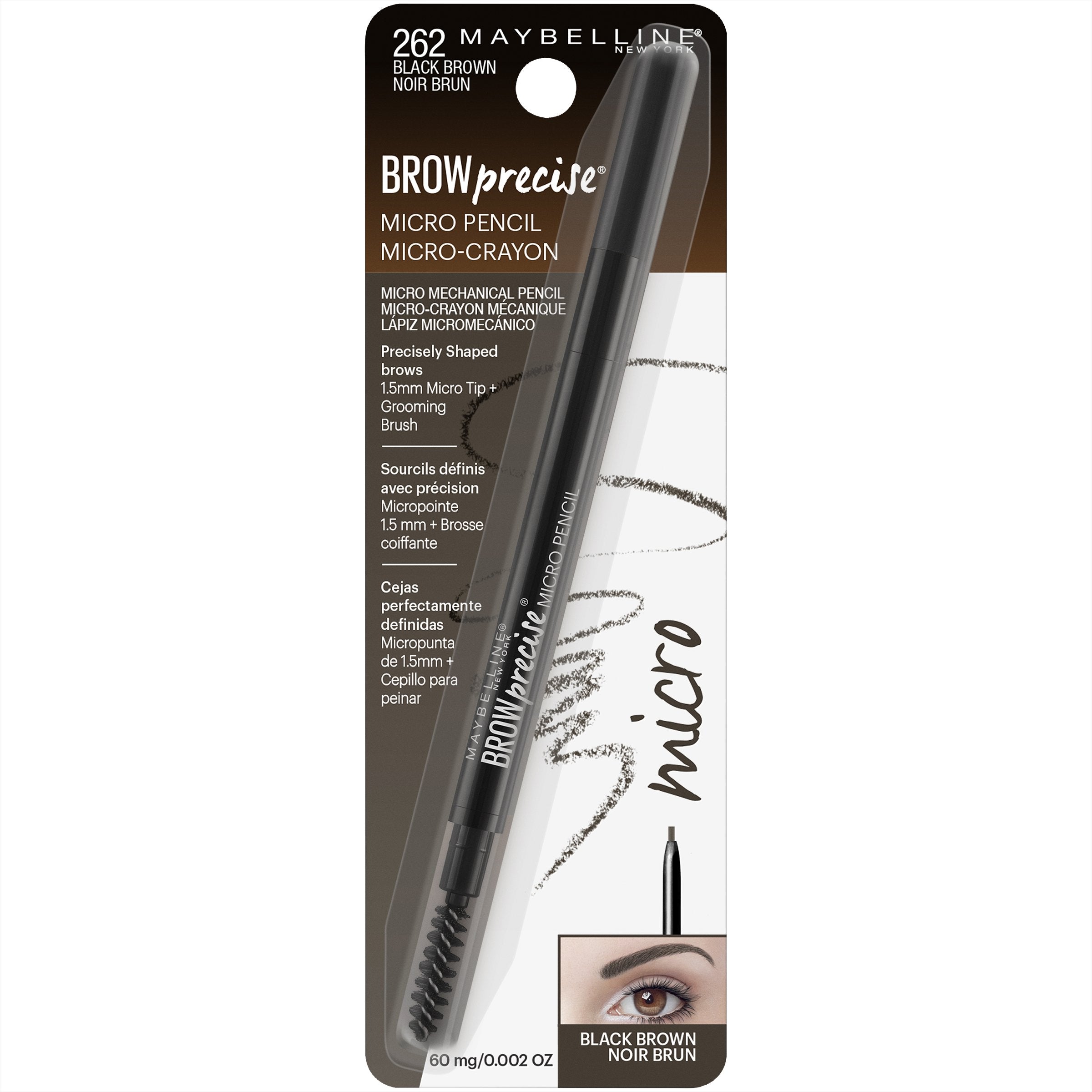 Maybelline New York Brow Precise Micro Eyebrow Pencil Makeup, Soft Brown, 0.002 oz.