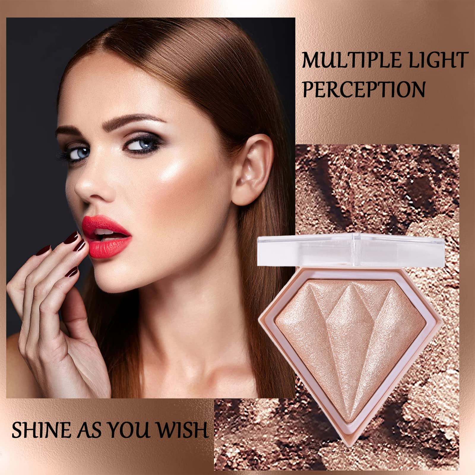 Powder Highlighters Makeup,Highly pigmented Powder Highlighter,Bronzer and Highlighter Palette,Highlighting Powder for a Radiant Finish,Silky and Shimmery Effect (Bronze)