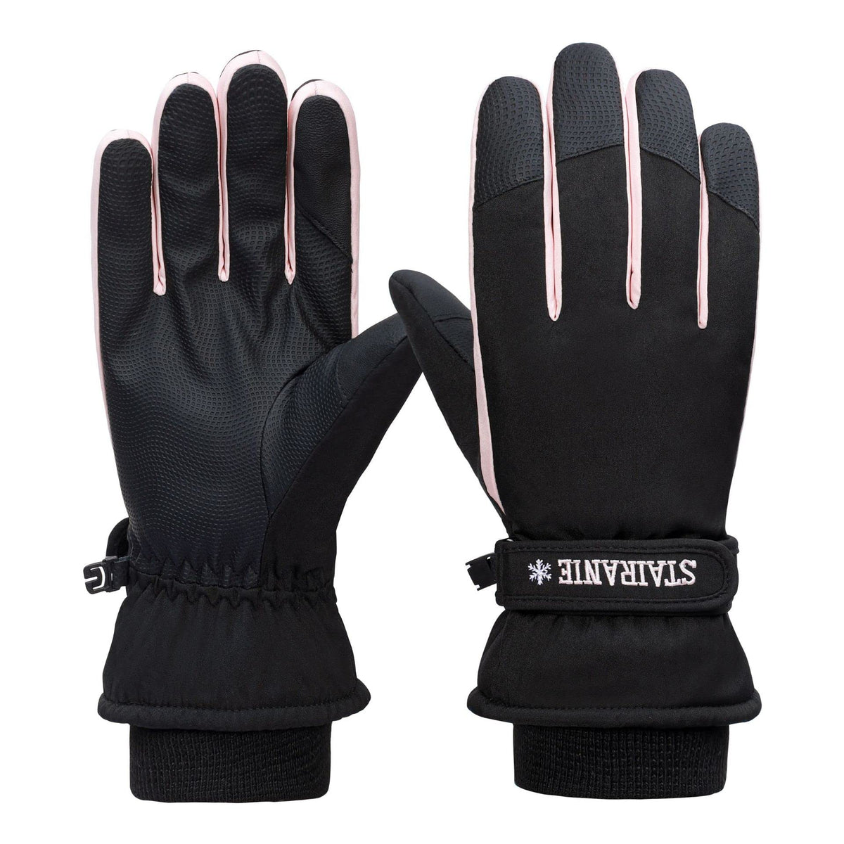 YHRY Women Winter Ski Gloves, Waterproof Touchscreen Snowboard Gloves, Windproof Warm Snow Gloves for Mens, Womens, Skiing, Snowboarding, Running and Cycling, One Size, Pink-Grey