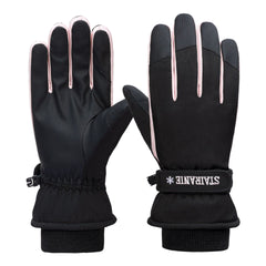 YHRY Women Winter Ski Gloves, Waterproof Touchscreen Snowboard Gloves, Windproof Warm Snow Gloves for Mens, Womens, Skiing, Snowboarding, Running and Cycling, One Size, Pink-Grey