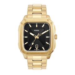 Fossil Inscription Analog Men's Watch FS5932 (Black Dial Gold Colored Strap)