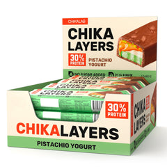 Chikalab Chika Layers Chocolate Protein Bar with Pistachio Yogurt No Sugar Added - 60g (Pack of 12)