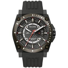Bulova Men's Icon 3-Hand Calendar Watch with Black Polyurethane Strap, Precisionist, Luminous Markers, 300M WR - Black