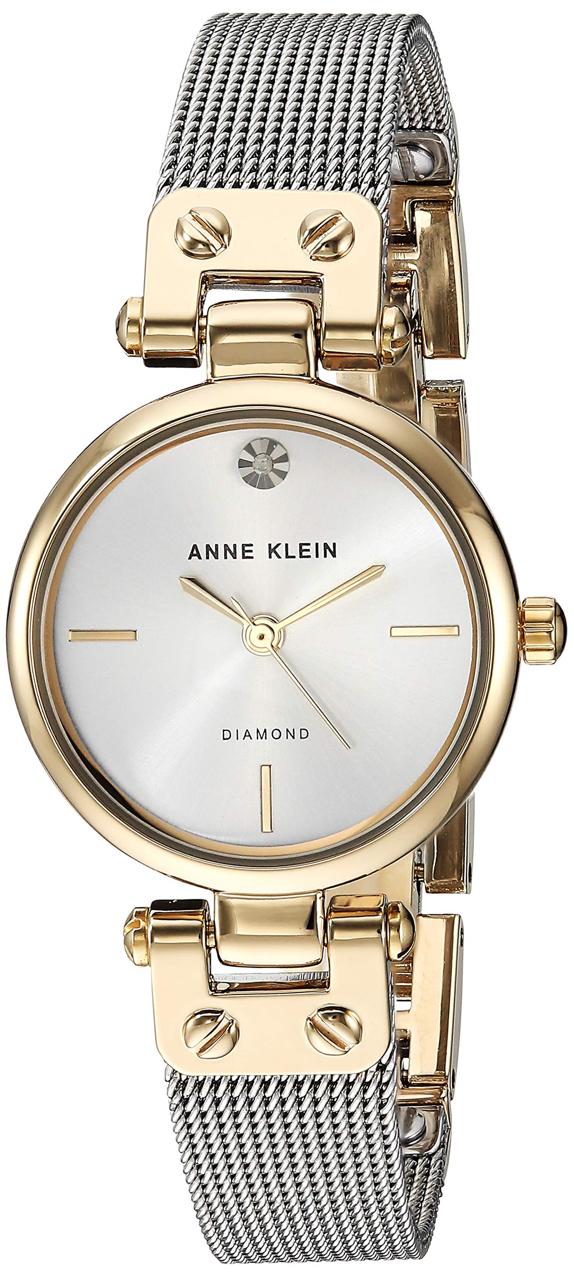 Anne Klein Women's Genuine Diamond Dial Mesh Bracelet Watch, Quartz Movement