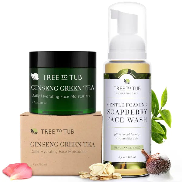 Tree to Tub Hydrating Face Care Set – Gentle Face Wash & Moisturizer for Dry and Sensitive Skin | Moisturizing Cleanser & Daily Hydration for Women & Men