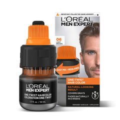 L’Oréal Paris Men Expert One Twist Mess Free Permanent Haircolor, Covers Grays, Light Brown 06, 1 Application Kit