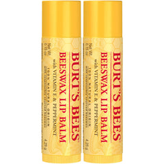 Burt's Bees Lip Balm Stocking Stuffers, Moisturizing Lip Care Christmas Gifts, Original Beeswax with Vitamin E & Peppermint Oil, Natural Origin Conditioning Lip Treatment (2-Pack)