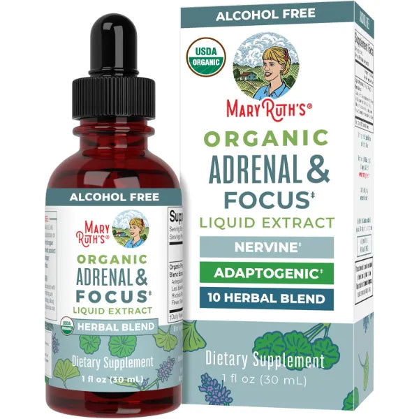 MaryRuth's Adrenal & Focus Drops | Stress & Focus Support | Adaptogenic Herbs | USDA Organic | Vegan | Non-GMO | 1 oz