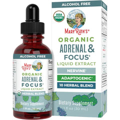 MaryRuth's Adrenal & Focus Drops | Stress & Focus Support | Adaptogenic Herbs | USDA Organic | Vegan | Non-GMO | 1 oz