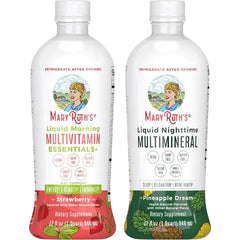 MARYRUTH'S Liquid Morning Multivitamin (Strawberry) & Liquid Nighttime Multimineral (Pineapple) | Clean Label Project Verified® | Vitamins & Magnesium for Energy, Bedtime, & Overall Health | Vegan