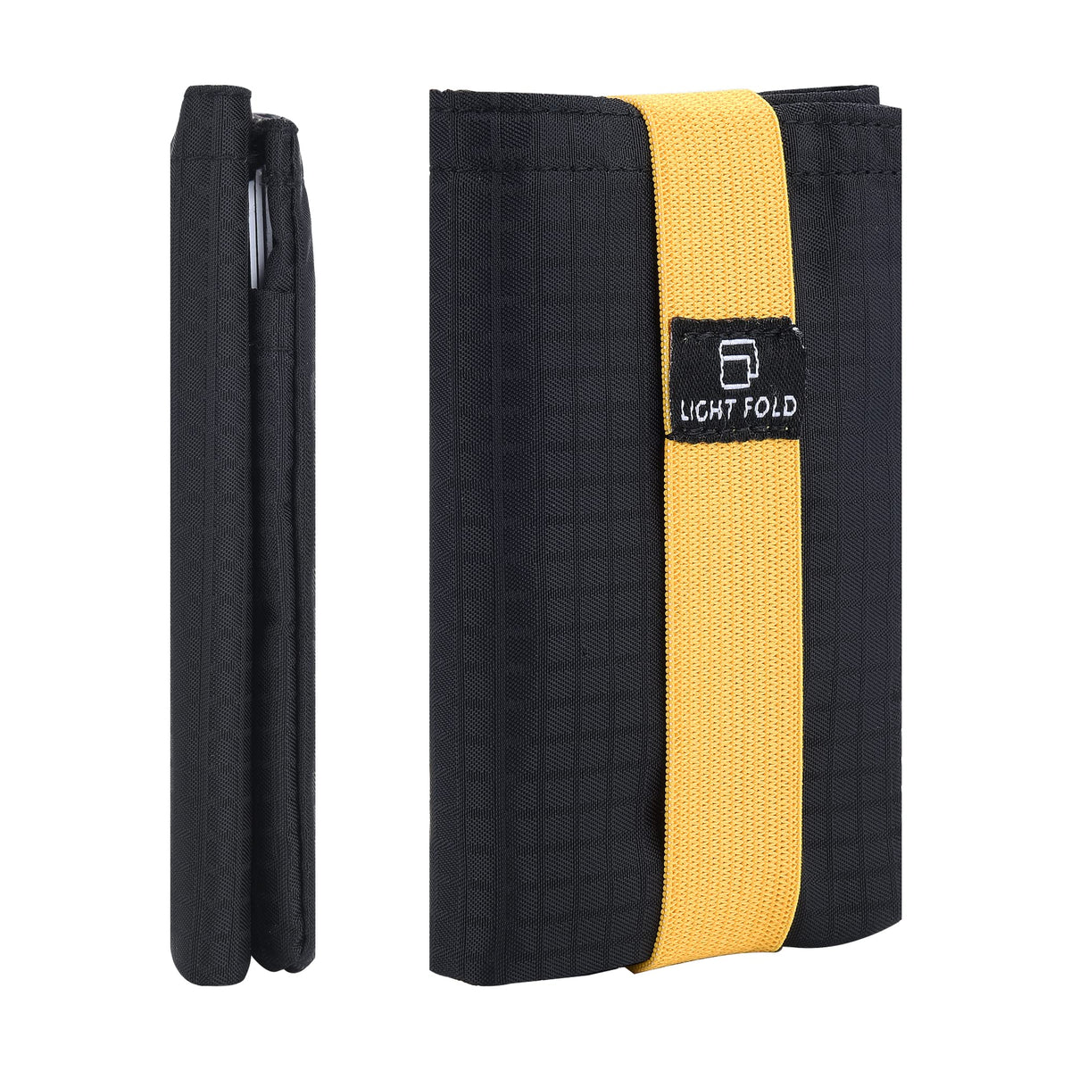 LIGHT FOLD Slim Minimalist Wallets for Men Trifold Nylon Card Holder Men's Wallet Ultra Thin & Stylish Design Front Pocket Wallet with RFID Blocking Hold Up to 12 Cards & Cash, Yellow, One size