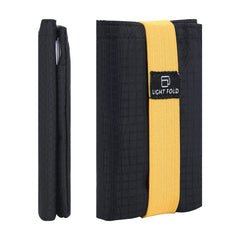 LIGHT FOLD Slim Minimalist Wallets for Men Trifold Nylon Card Holder Men's Wallet Ultra Thin & Stylish Design Front Pocket Wallet with RFID Blocking Hold Up to 12 Cards & Cash, Yellow, One size