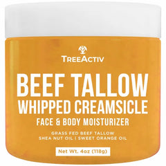 TreeActiv Beef Tallow Face Cream Body Moisturizer, All Natural Grass Fed Whipped Beef tallow For Skin, Deeply Hydrating & Nourishing Balm for Eczema Cracked Dry Itchy Irritated Skin Repair Skincare 4 fl oz