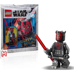 LEGO Star Wars The Clone Wars Minifigure - Darth Maul (Printed Legs with Silver Armor) with Dual Lightsaber and Minifigureland Tile