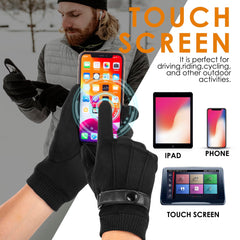 KASTWAVE Men's Winter Touch Screen Leather Gloves - Warm, Windproof, and Stylish for Driving Gloves Warm Liner Cycling Running Motorcycle - Leather Black