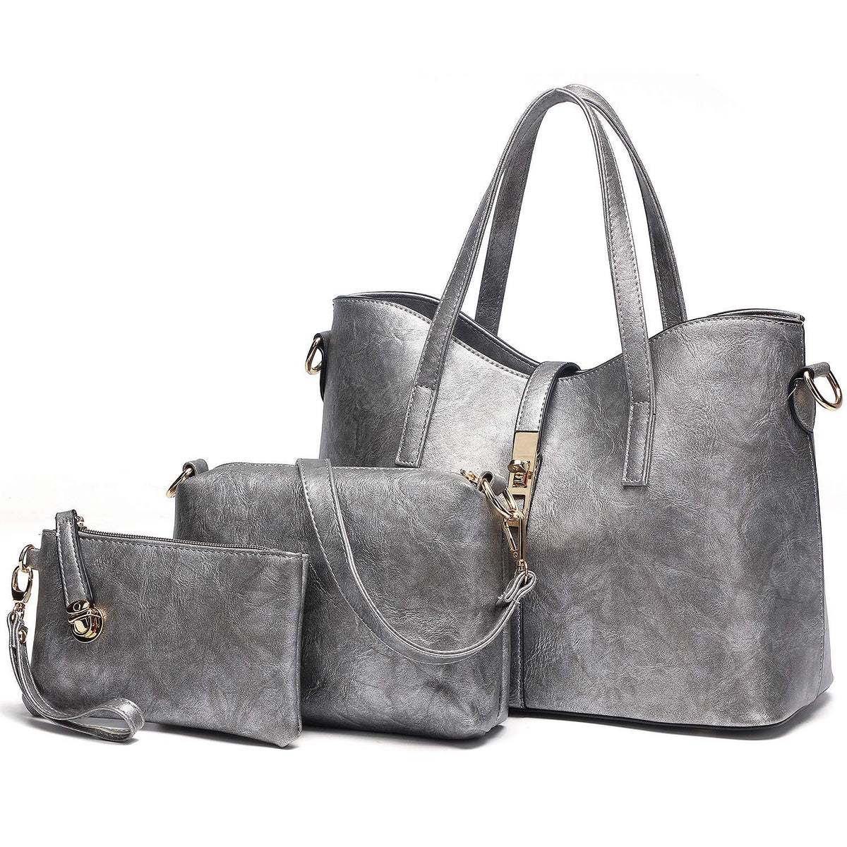 TcIFE Purses and Handbags for Womens Satchel Shoulder Tote Bags Wallets - Silver