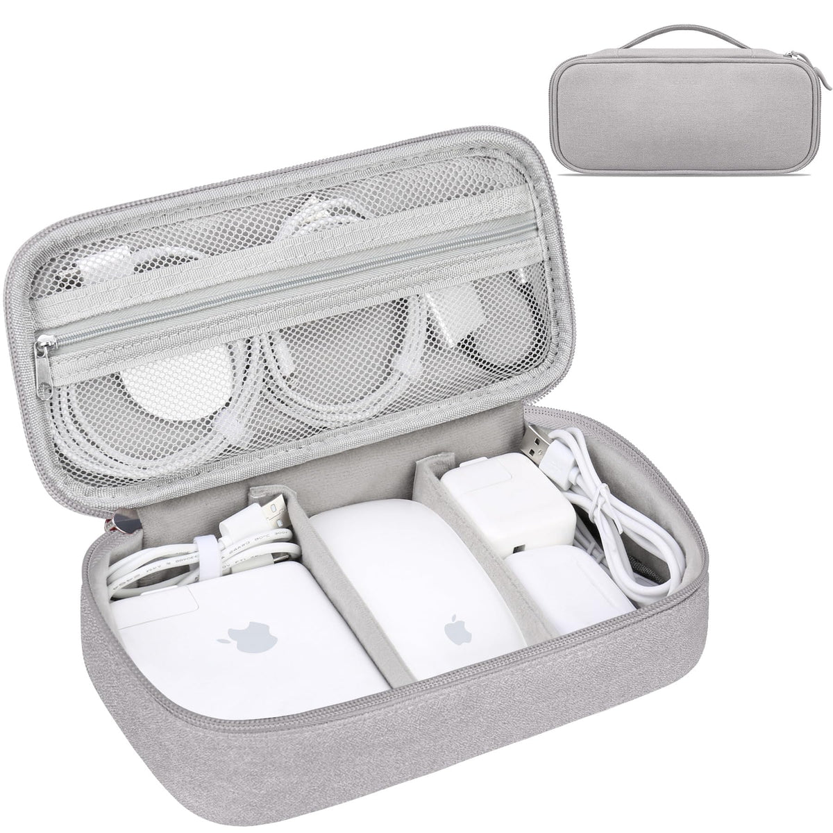 Lacdo Electronic Organizer Travel Cable Organizer Bag Pouch Tech Electronic Accessories Carry Case Portable Double Layers Charger Case for Cable, Cords, Charger, Earphone, Power Bank, Gray