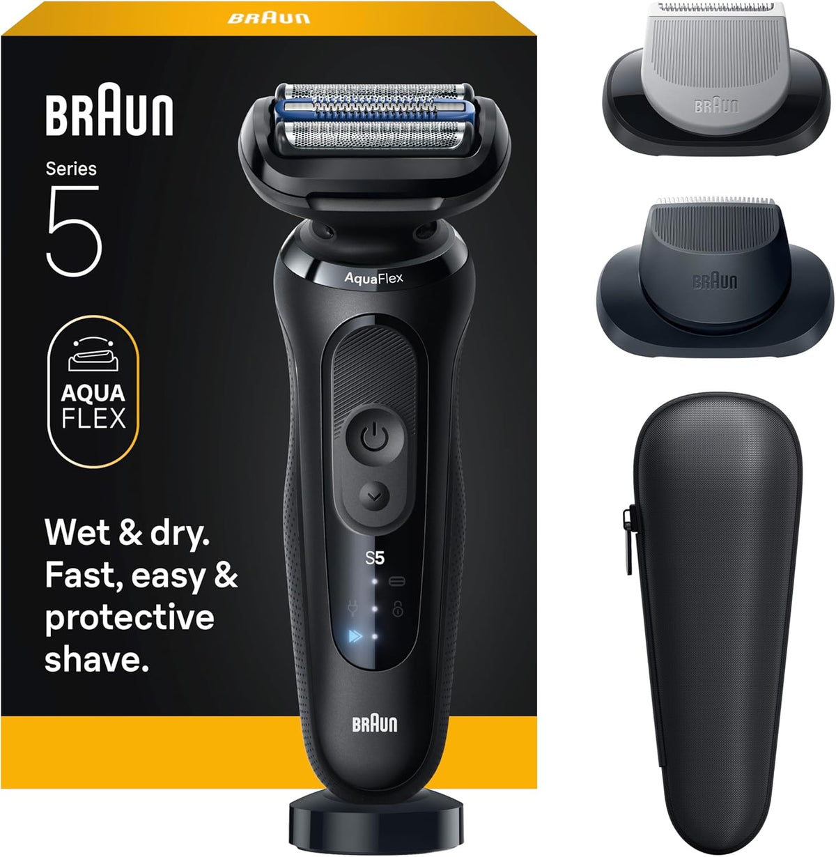 Braun Electric Razor for Men Series 5, Beard Shaver, Electric Shaver with Body Groomer and Travel Case, S5 5155cs