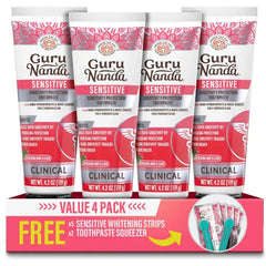 GuruNanda Sensitive Toothpaste – 5% Potassium Nitrate for Tooth Sensitivity Relief, with Nano-Hydroxyapatite,Xylitol & White Turmeric, with Toothpaste Squeezer, Natural Clove Mint, 4.2 oz