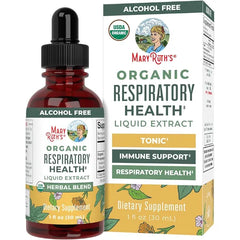 MARYRUTH'S USDA Organic Respiratory Health Liquid Drops, Herbal Blend, 1oz | USDA Organic, Mullein Leaf, Marshmallow Root & Elderberry, Mullein Drops for Lungs Herbal Blend, Immune Support Supplement