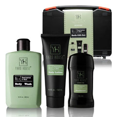 Yard House Mens Skincare Gift Set – Eucalyptus & Mint Body Wash, Lotion & Deodorant in Travel Case Premium Grooming Kit for Men