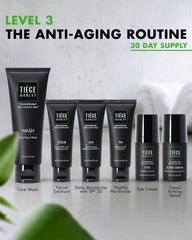 Tiege Hanley Men's Skin Care System - Level 3 | Mens Anti Aging Routine Product Set: Face Wash, Serum, Day & Night Moisturizer, Exfoliating Scrub & Eye Cream | Tighten & Hydrate Your Best Looking Skin