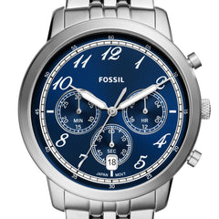 Fossil Men's Neutra Arabic Chronograph Stainless Steel Watch, Color: Silver/Blue Arabic (Model: FS6025)