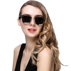 KANASTAL Polarized Horn Rimmed Sunglasses for Men and Women, Classic Half Frame Sun Glasses, Semi Rimless Shades for Womens 100% UV400 Protection Driving