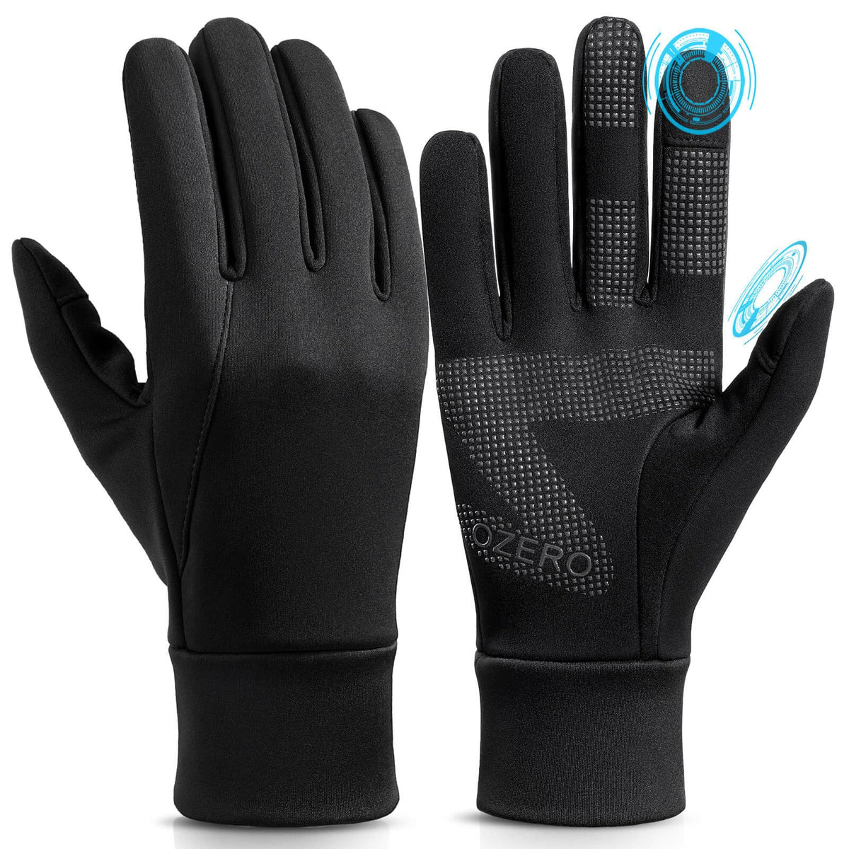 OZERO Winter Cycling Gloves for Men Women: Waterproof Windproof Anti-Slip Touchscreen Thermal Sports Gloves for Driving Hiking Bike Cycling Running - Black