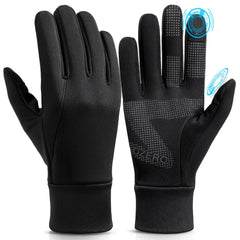 OZERO Winter Cycling Gloves for Men Women: Waterproof Windproof Anti-Slip Touchscreen Thermal Sports Gloves for Driving Hiking Bike Cycling Running - Black