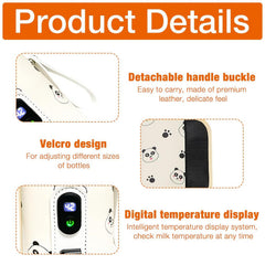 Lolotzii Portable Bottle Warmer, Temperature Adjustment Baby Milk Waemer with LED Display and USB, Panda Waterproof Bottle Warmer for Travel, Car