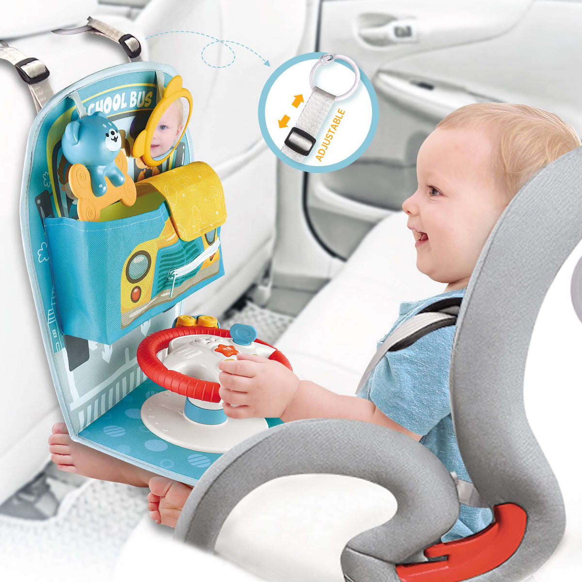 caterbee Baby play and kick car seat Toy with steering wheel (Steering Wheel)
