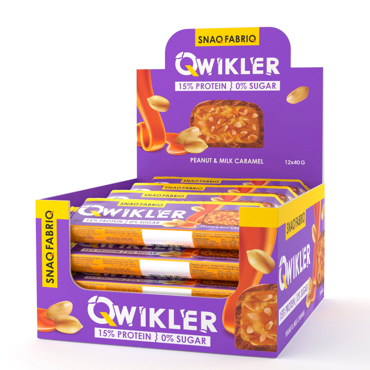 Snaq Fabriq Qwikler Chocolate Bar Peanut and Milk Caramel - 40g (Pack of 12)