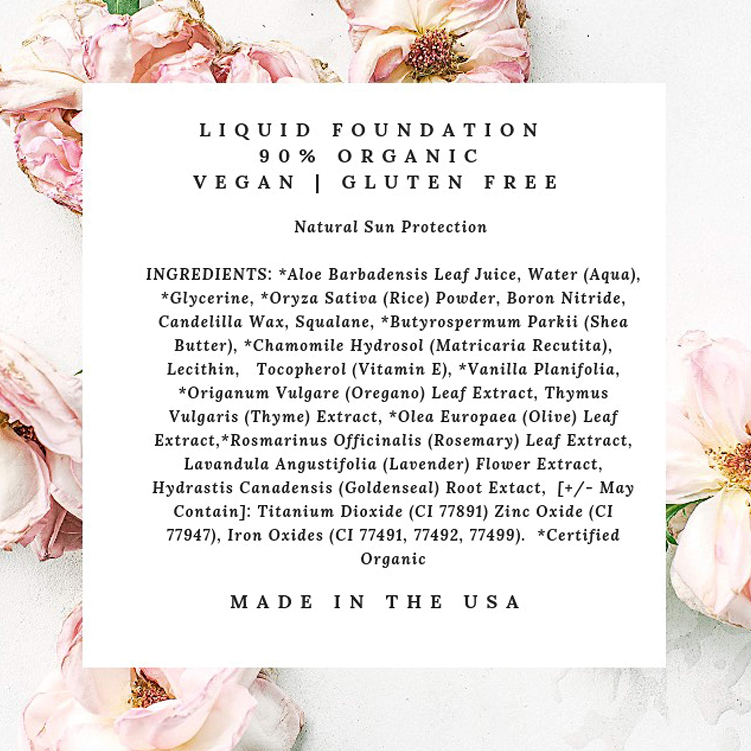 Mom's Secret 100% Natural Liquid Foundation, Organic, Vegan, Aloe Based, Natural Sun Protection, Gluten Free, Cruelty Free, Made in the USA, 1FL Oz. (Honey)
