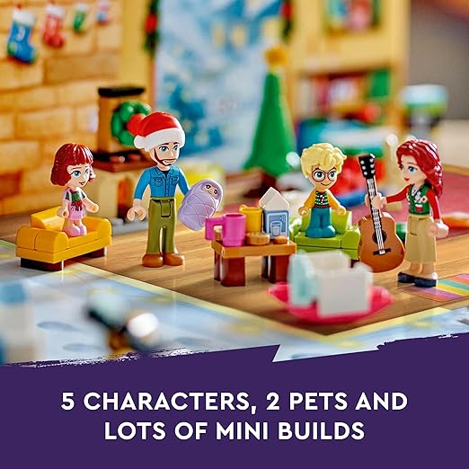 LEGO Friends Advent Calendar 2024, Christmas Countdown Toy for Kids with 24 Surprises Including 5 Mini-Doll Characters and 3 Animal Figures, Themed Gift Idea for 6 Plus Year Old Girls & Boys 42637