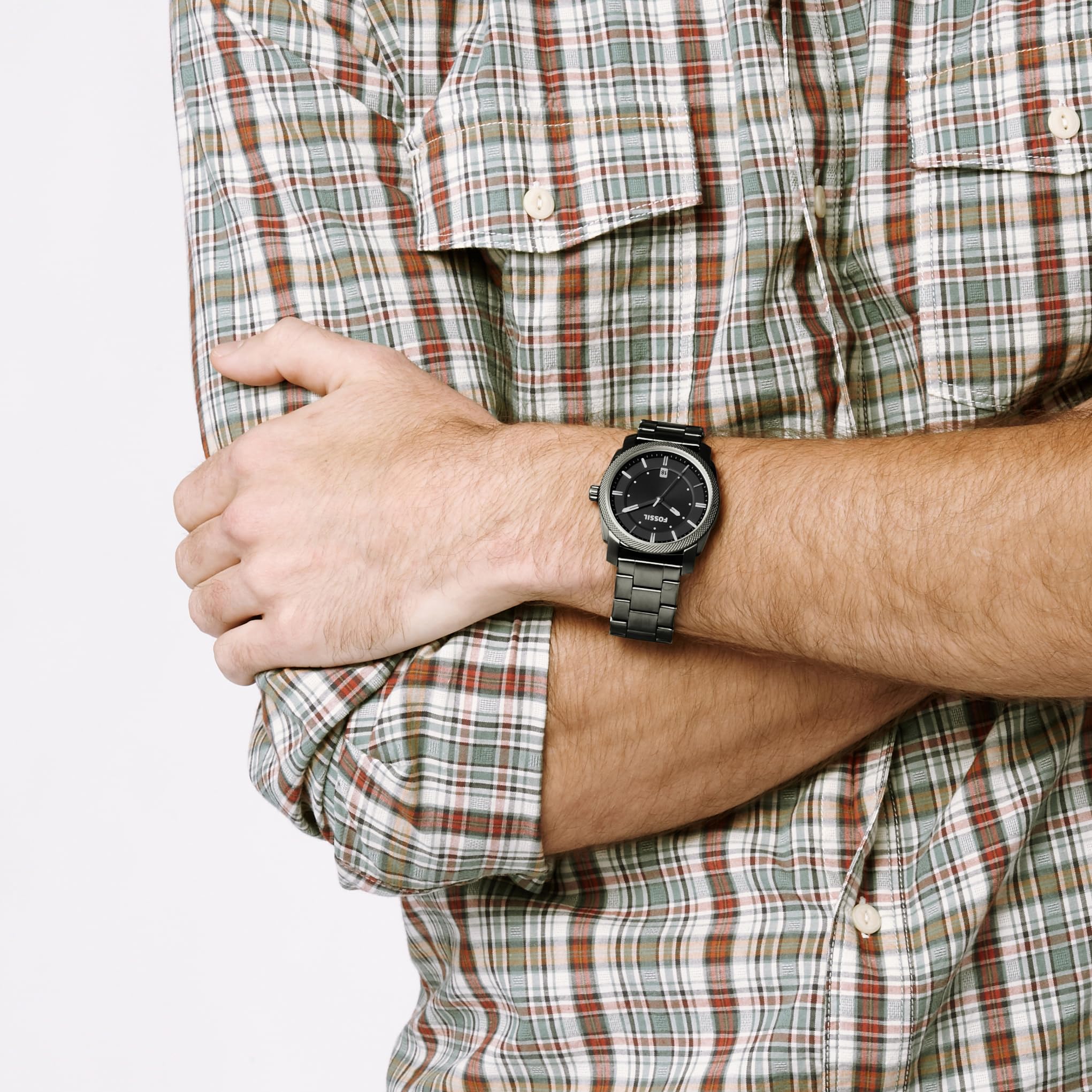 Fossil Machine Men's Watch with Stainless Steel or Leather Band, Chronograph or Analog Watch Display Black