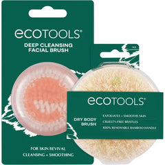EcoTools Deep Cleansing Facial Brush, Makeup Remover Tool + Dry Brushing Body Brush for Circulation, Cellulite Massage, Dead Skin Removal, Self-Care Gifts, Natural Beige, Synthetic