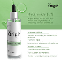 Pure Origin Niacinamide 10% + Zinc 1% Face Serum | Minimizes Skin Pores | Gives Smooths Texture | Enhances Skin Radiance | Eco-Friendly | Clinically Validated Serum | 30Ml