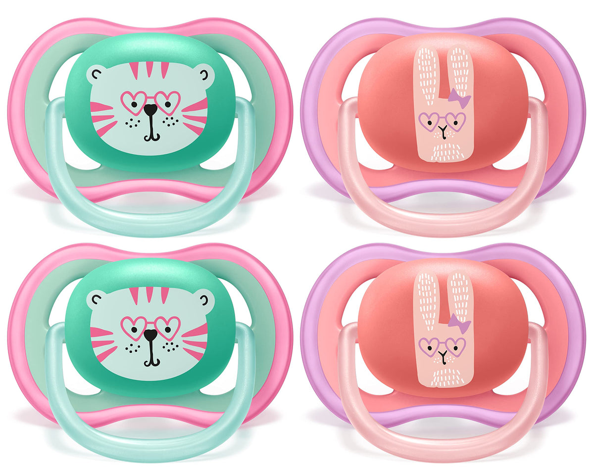 AVENT Philips Ultra Air Pacifier, 18+ Months, Pink and Green, 4 Pack, SCF349/45