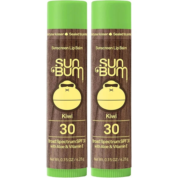 Sun Bum SPF 30 Sunscreen Lip Balm Kiwi 2 Pack, Broad Spectrum UVA/UVB Protection, Vegan & Hawaii 104 Compliant, Reef Friendly (Octinoxate & Oxybenzone Free), 0.15 oz Sticks