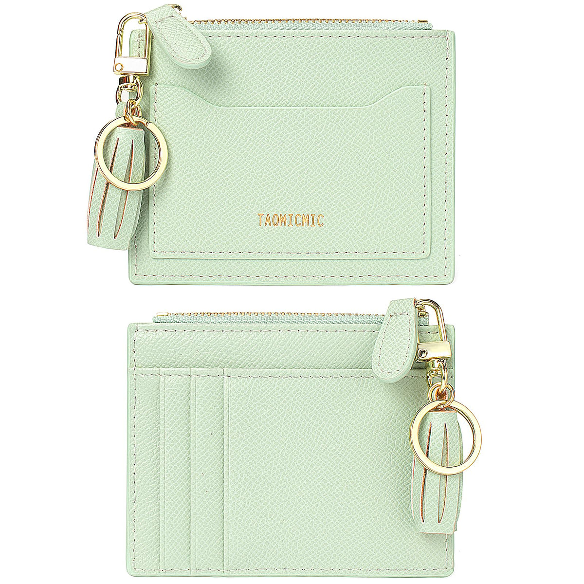 Minimalist Small Leather Card Holder Pocket Wallet Womens Coin Purse Handbag (Z-Green)