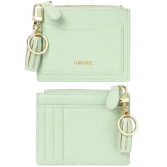 Minimalist Small Leather Card Holder Pocket Wallet Womens Coin Purse Handbag (Z-Green)