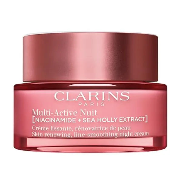 Clarins NEW Multi Active Renewing Night Moisturizer with Niacinamide Smooth Fine Lines Visibly Tighten Pores Even Tone and Texture Boost Glow Strengthen Moisture Barrier Skin