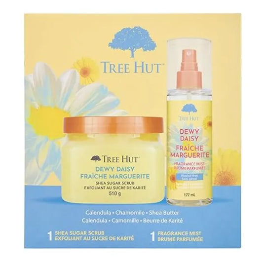 Tree Hut Dewy Daisy Gift Set, Exfoliating Body Scrub & Hydrating Body Spray, Skin Care Bundle, 18 & 6 fl oz