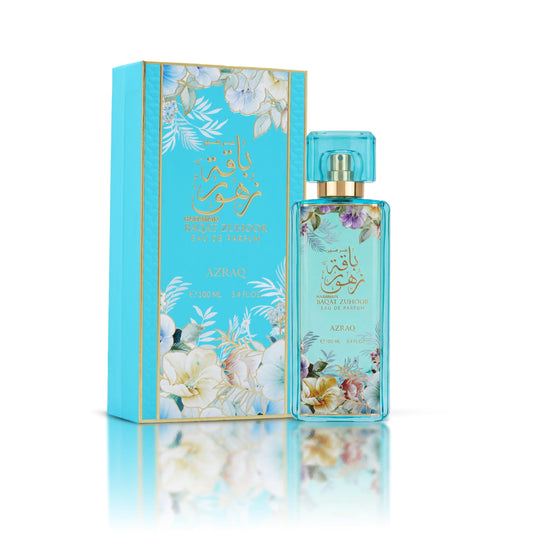 Al Haramain Baqat Zuhoor Azraq Eau de Parfum 100ml – Long Lasting Arabic Fragrances Luxury Fresh Aquatic Unisex Perfume with Marine Notes, Iris, Sandalwood & White Musk
